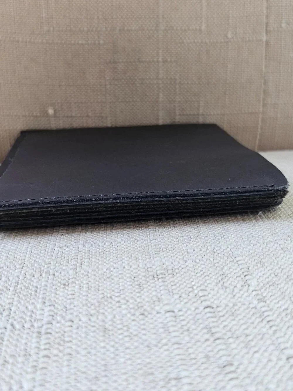 ALL Leather Billfold Handmade Black Genuine Leather Bifold Slimfold Cardholder